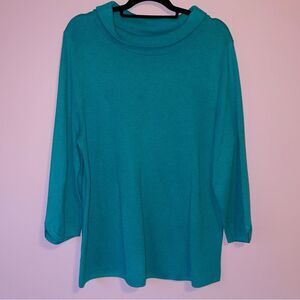 Talbots XL Sweater Top Blue Knit Cowl Neck
